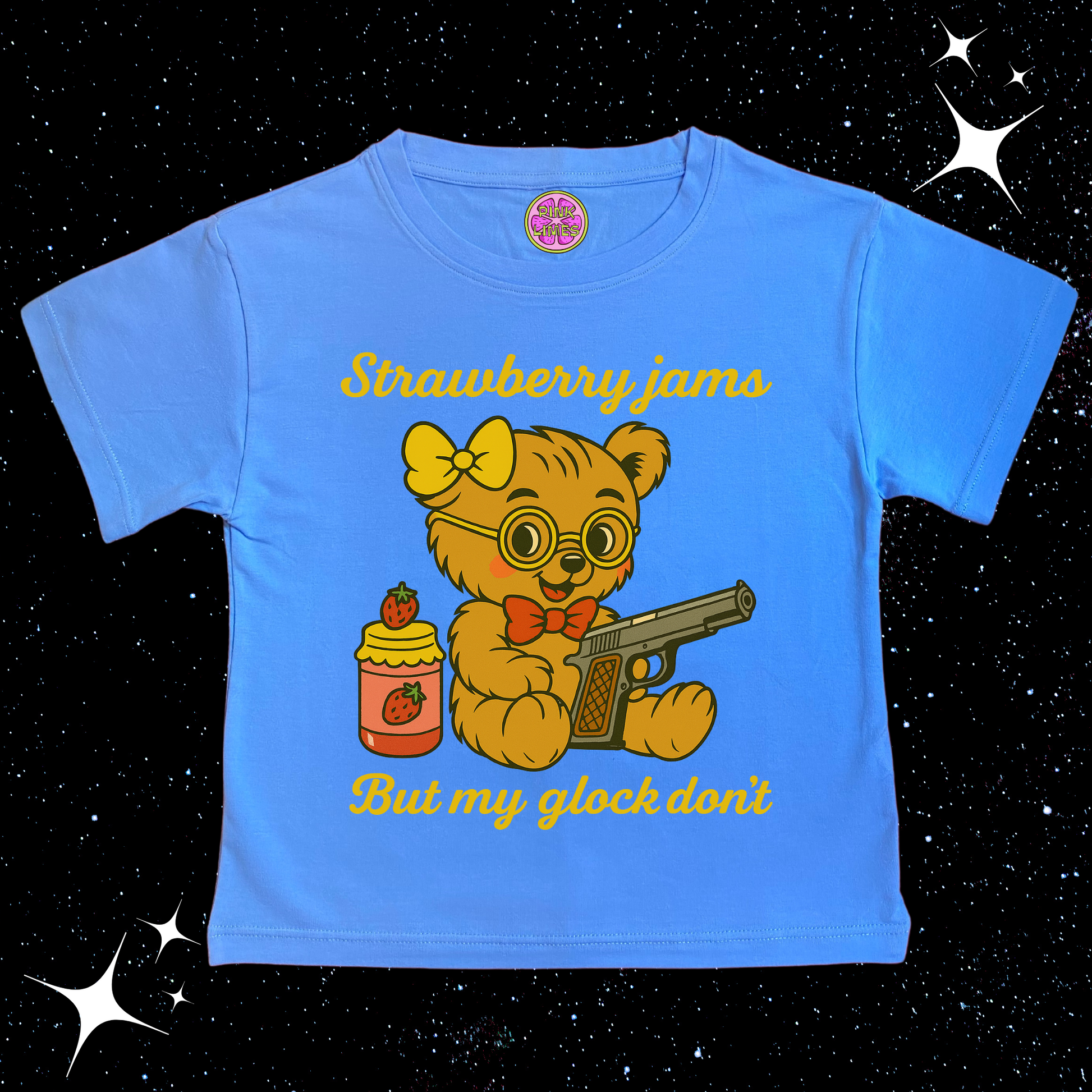Strawberry Jams Crop Tee Lake Blue Shirts & Tops PinkLimes Trending Streetwear