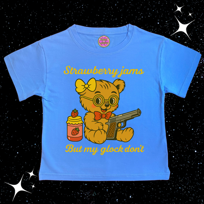 Strawberry Jams Crop Tee Lake Blue Shirts & Tops PinkLimes Trending Streetwear