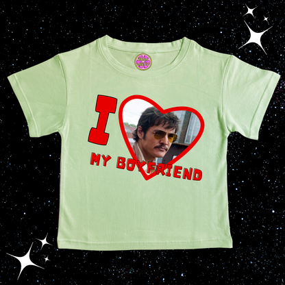 I Love My Boyfriend Custom Photo Crop Tee Light Green Shirts & Tops PinkLimes Trending Streetwear