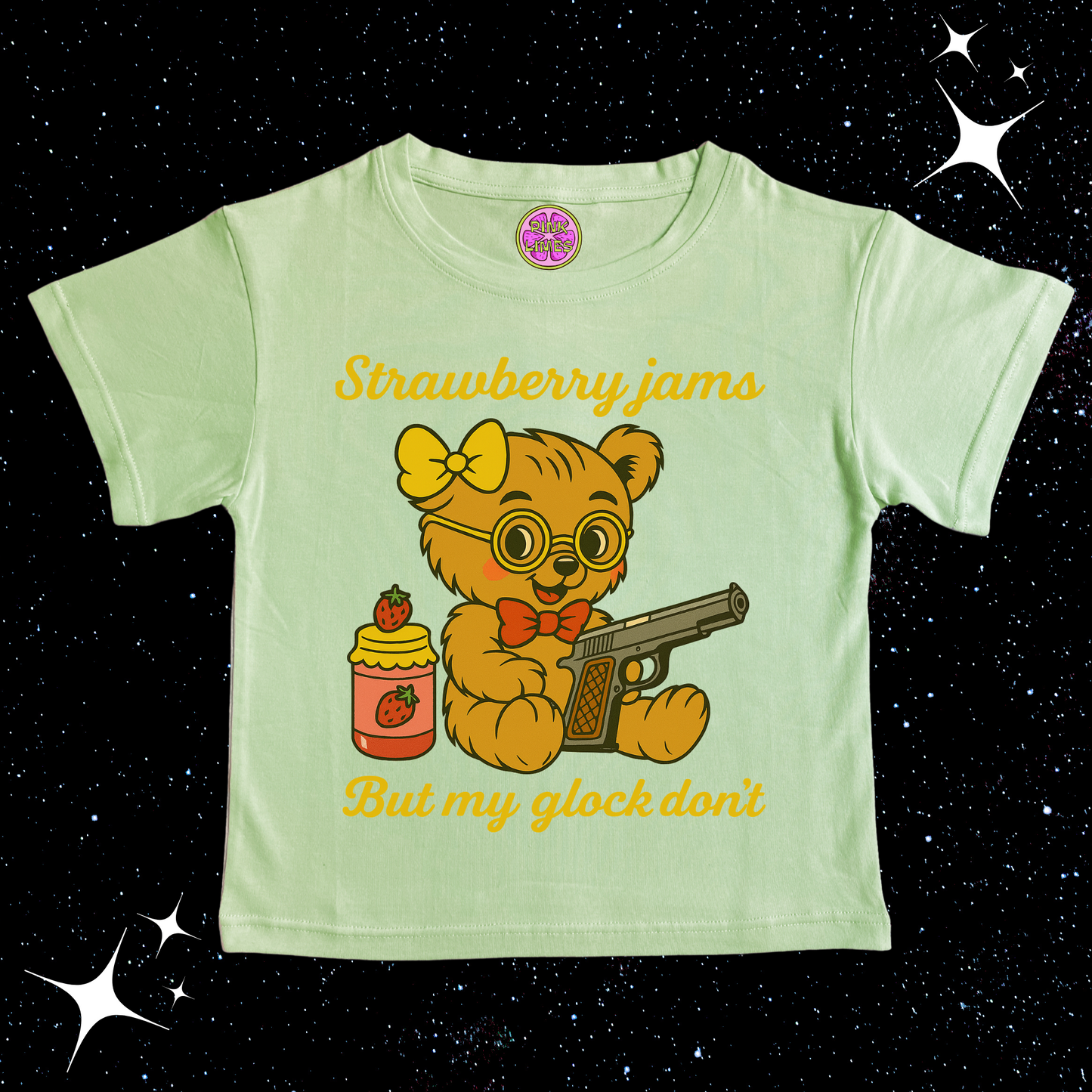 Strawberry Jams Crop Tee Light Green Shirts & Tops PinkLimes Trending Streetwear