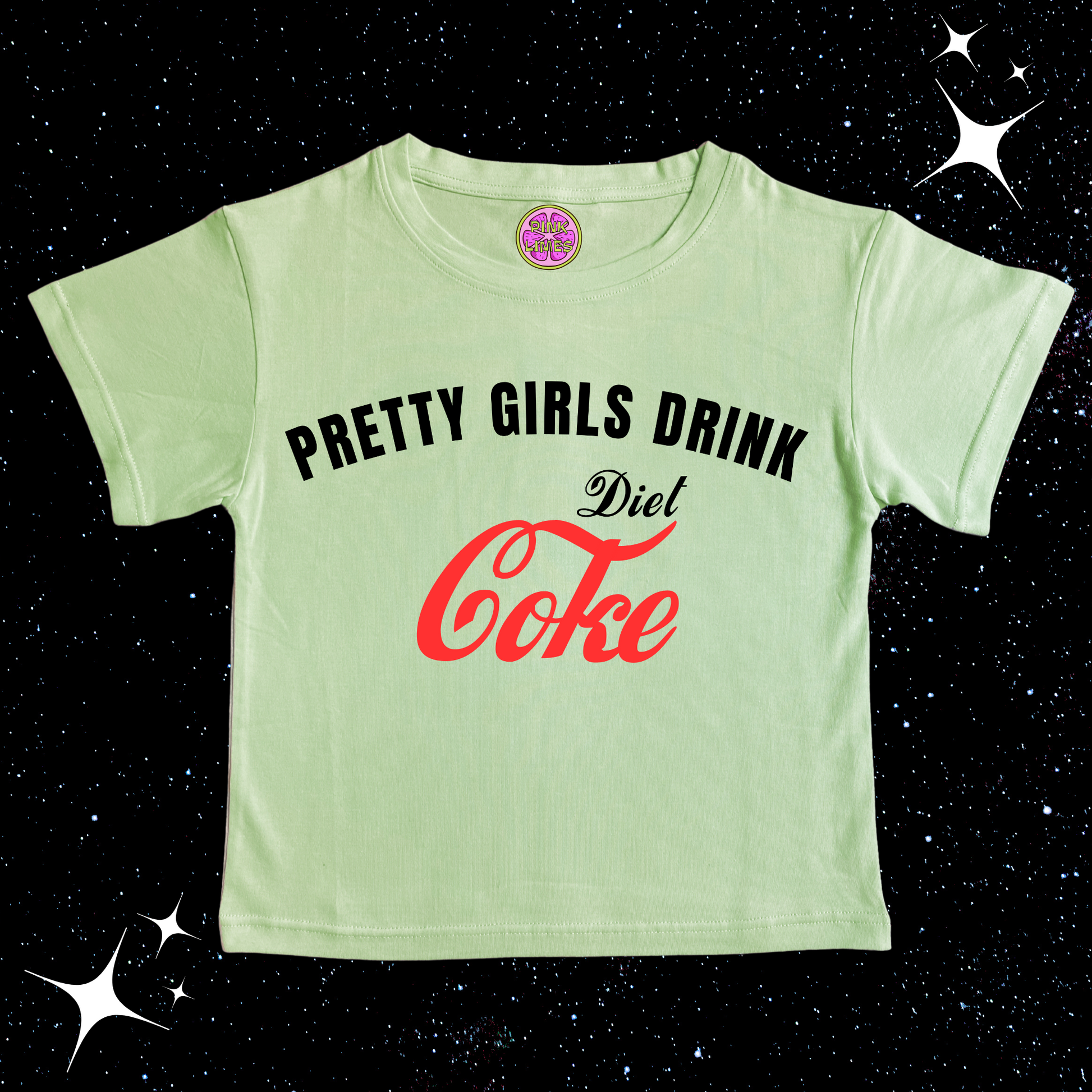 Pretty Girls Drink Diet Coke Crop Tee Light Green Shirts & Tops PinkLimes Trending Streetwear