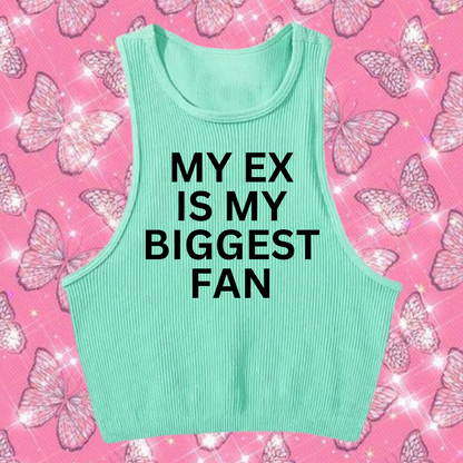 My Ex Is My Biggest Fan Crop Tank Top Mint Green Shirts & Tops PinkLimes Trending Streetwear