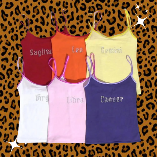 Star Sign Crop Camisole Top Shirts & Tops PinkLimes Trending Streetwear