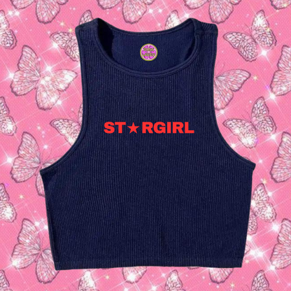 Star Girl Crop Tank Top Navy Blue Shirts & Tops PinkLimes Trending Streetwear