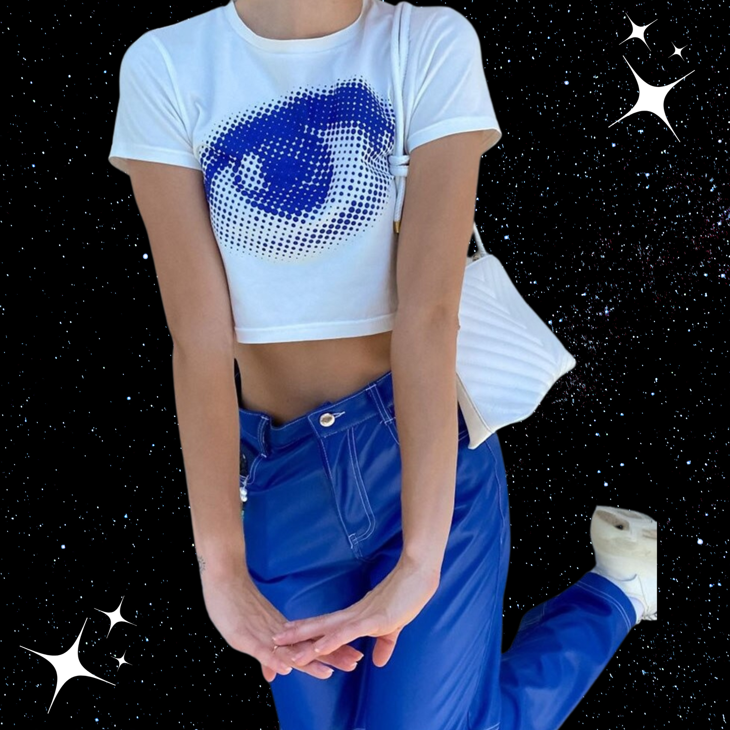 Pixel Eye White Crop Tee Shirts & Tops PinkLimes Trending Streetwear