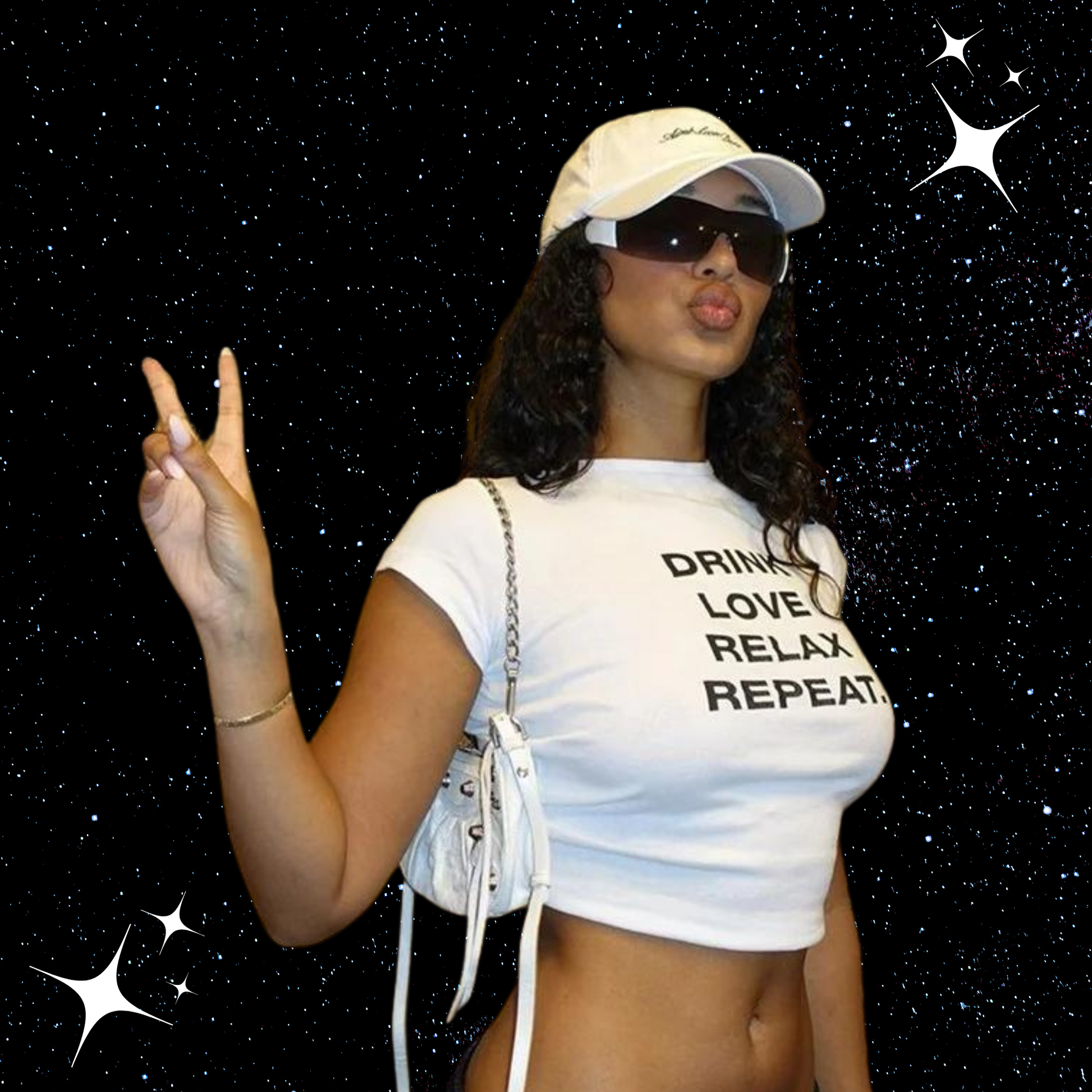 Drink Love Relax Repeat White Crop Tee PinkLimes Trending Streetwear