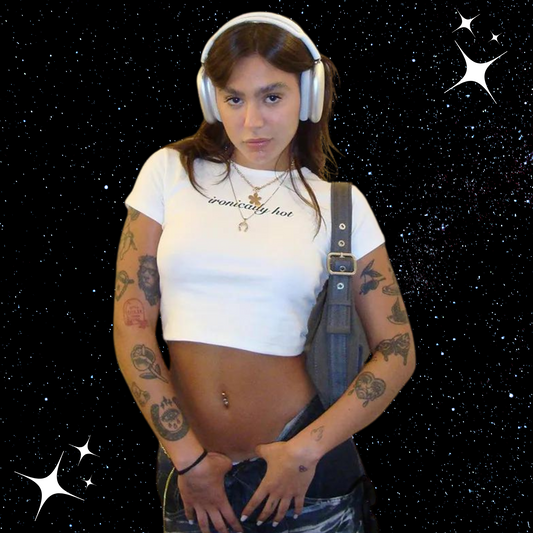 Ironically Hot White Crop Tee PinkLimes Trending Streetwear