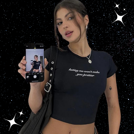 Hating Me Wont Make You Pretty Crop Tee PinkLimes Trending Streetwear