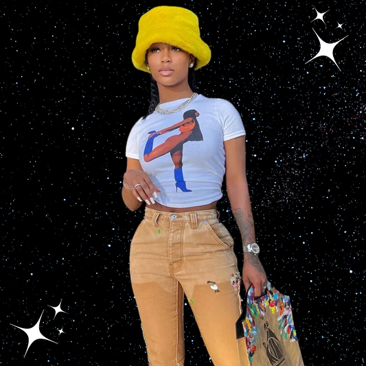 Lady Portrait Printed White Tee PinkLimes Trending Streetwear