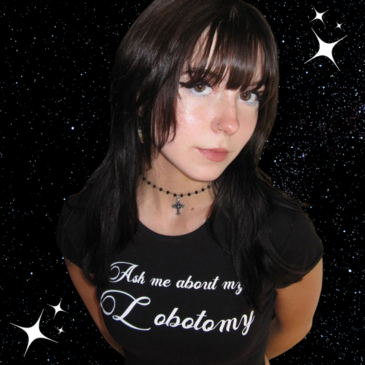 Ask Me About My Lobotomy Crop Tee Black PinkLimes Trending Streetwear