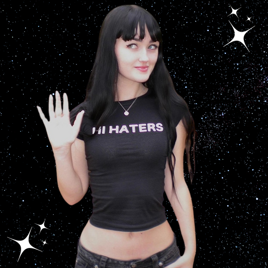 Hi Haters Bye Haters Crop Tee Black PinkLimes Trending Streetwear
