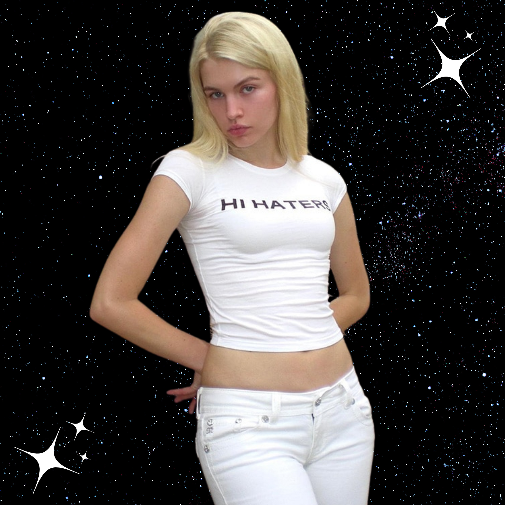 Hi Haters Bye Haters Crop Tee White PinkLimes Trending Streetwear