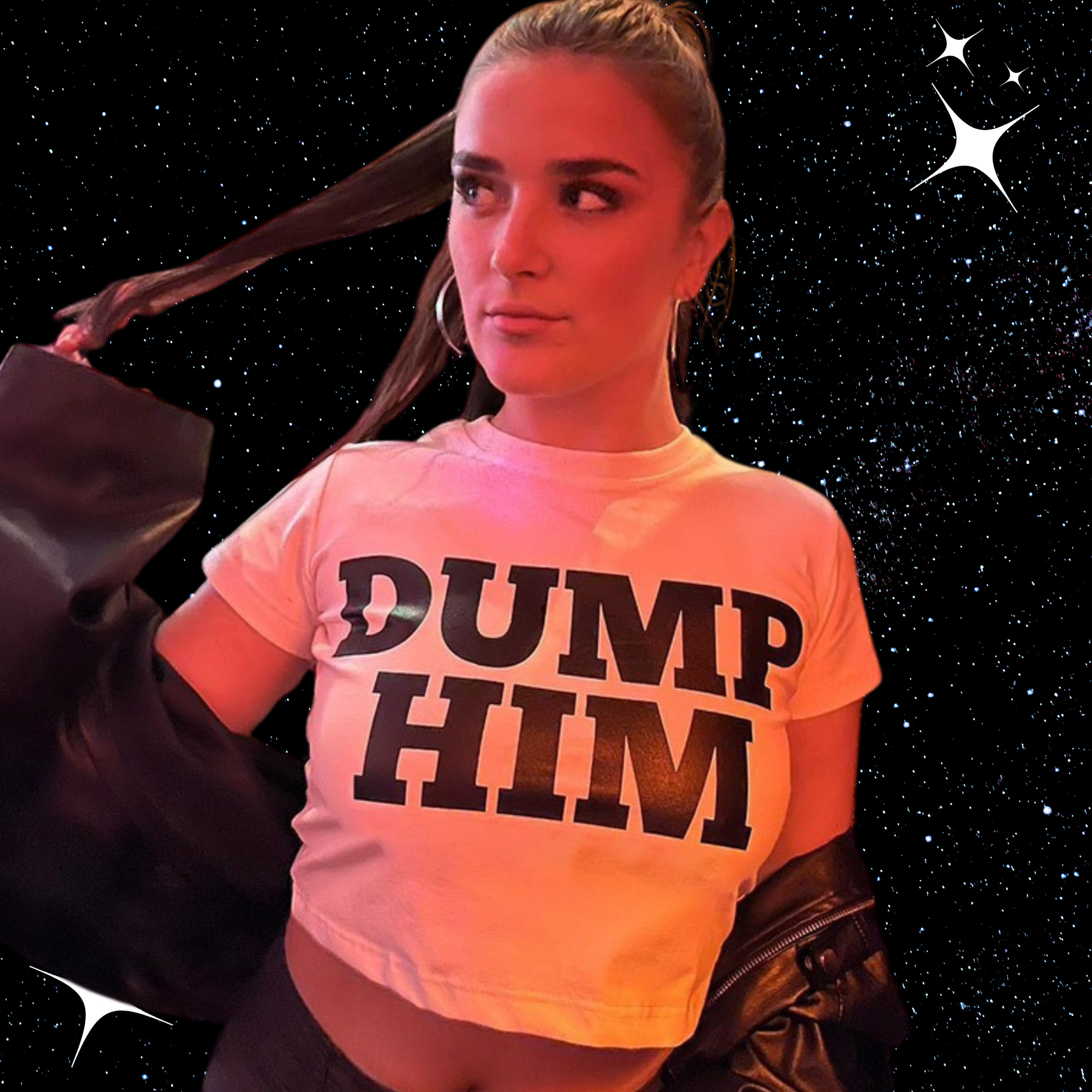Dump Him Crop Tee Shirts & Tops PinkLimes Trending Streetwear