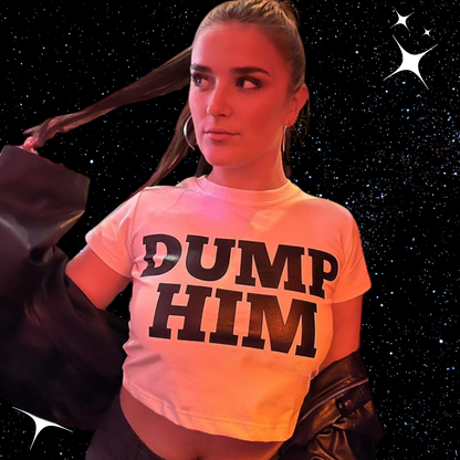 Dump Him Crop Tee Shirts & Tops PinkLimes Trending Streetwear