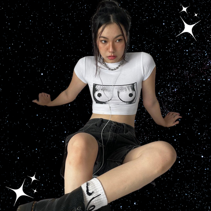 B0obs Print Crop Tee Shirts & Tops PinkLimes Trending Streetwear
