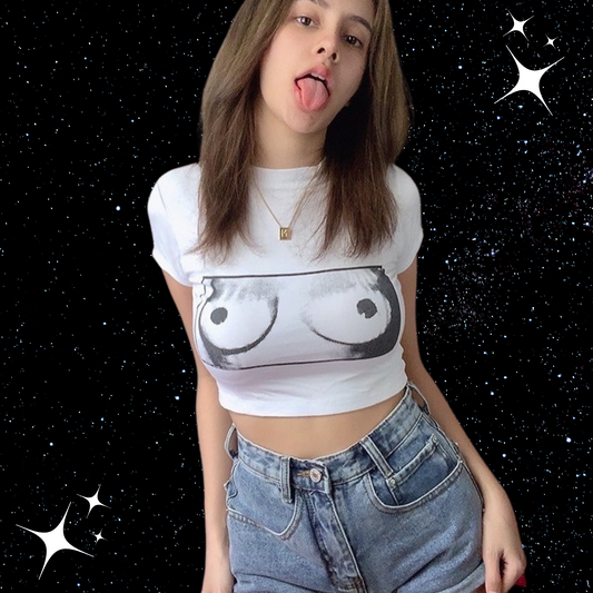 B0obs Print Crop Tee Shirts & Tops PinkLimes Trending Streetwear