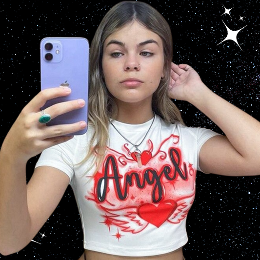 Angel Crop Tee Shirts & Tops PinkLimes Trending Streetwear
