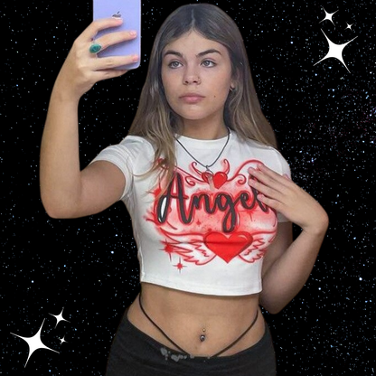 Angel Crop Tee Shirts & Tops PinkLimes Trending Streetwear
