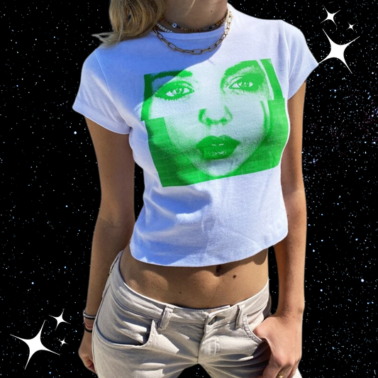y2k Face Print Crop Tee Shirts & Tops PinkLimes Trending Streetwear