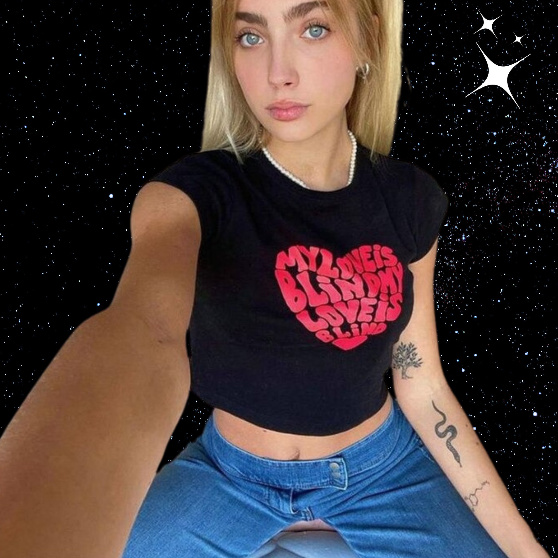 My Love Is Blind Crop Tee Black Shirts & Tops PinkLimes Trending Streetwear