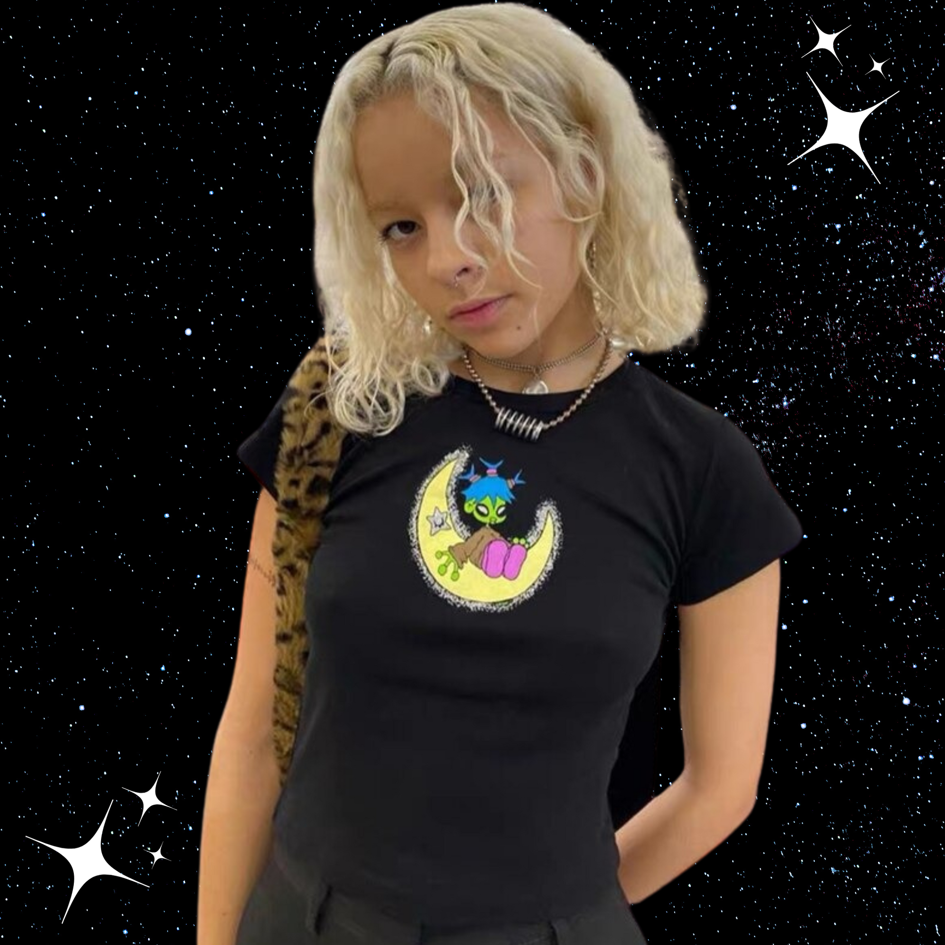 Alien Girl Crop Tee Shirts & Tops PinkLimes Trending Streetwear