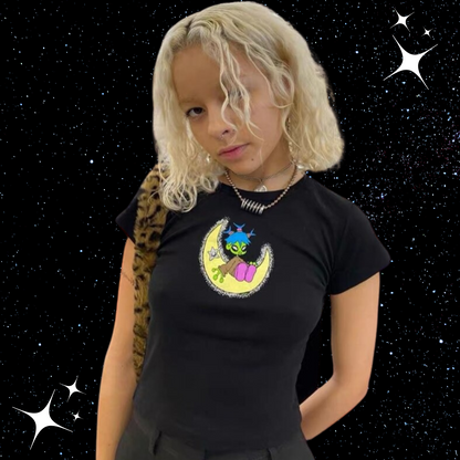 Alien Girl Crop Tee Shirts & Tops PinkLimes Trending Streetwear