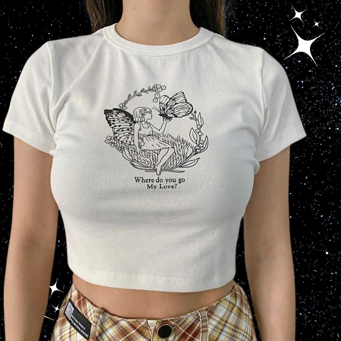 Butterfly Girl Crop Tee Shirts & Tops PinkLimes Trending Streetwear