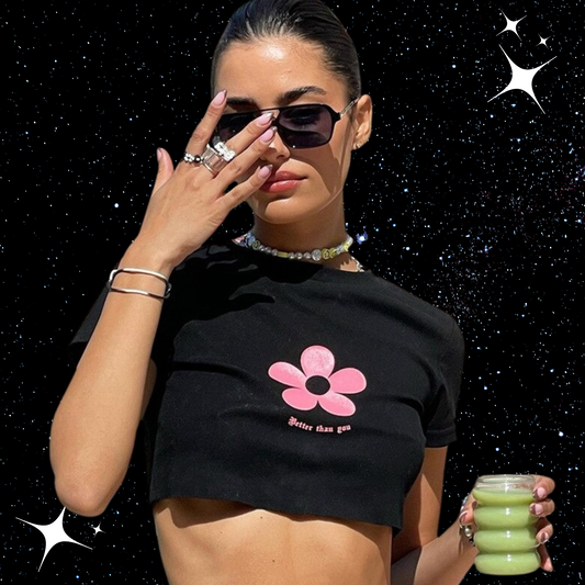 Better Than You Black Crop Tee Shirts & Tops PinkLimes Trending Streetwear