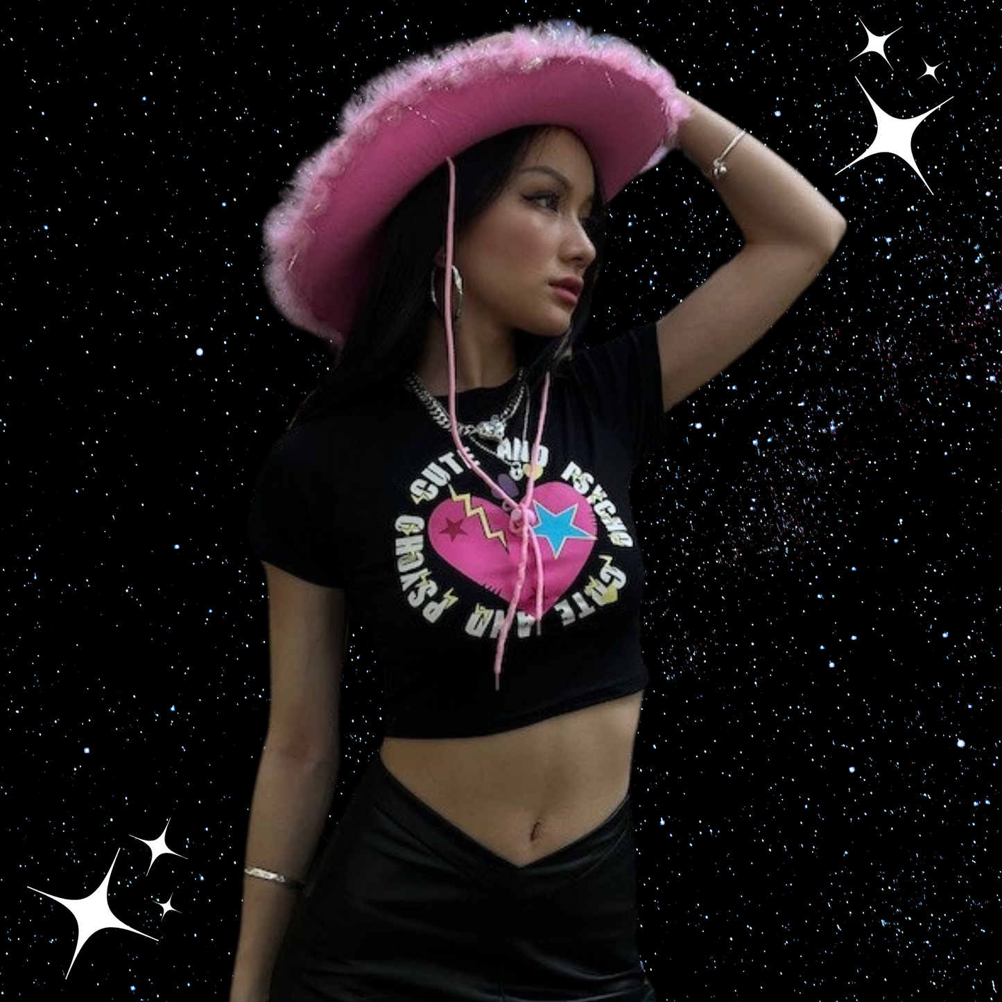 Cute And Psycho Crop Tee Shirts & Tops PinkLimes Trending Streetwear