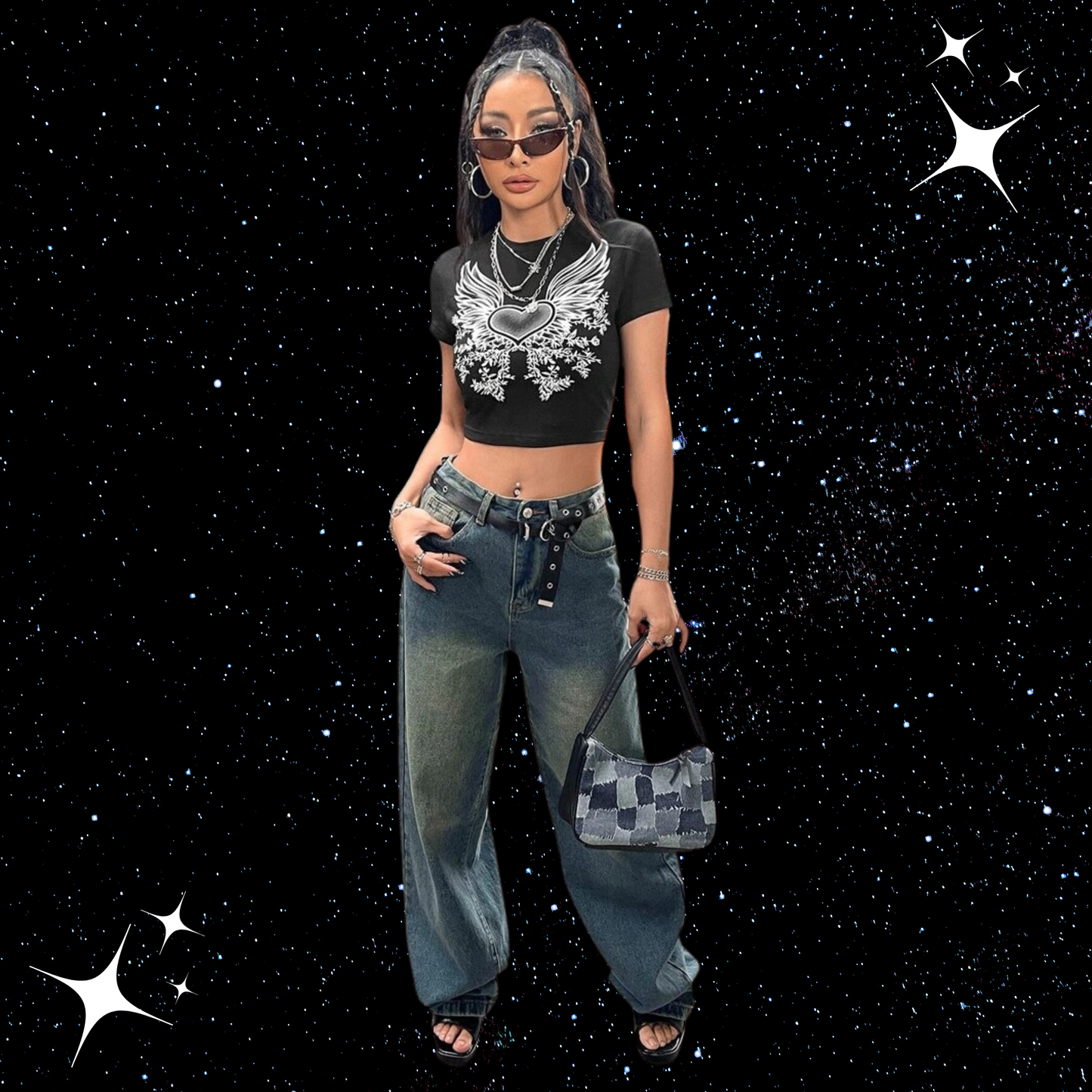 Angel Heart Gothic Crop Tee Shirts & Tops PinkLimes Trending Streetwear