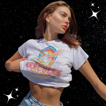 Mercules White Crop Tee Shirts & Tops PinkLimes Trending Streetwear