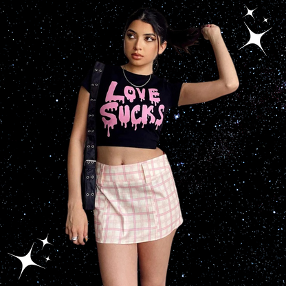 Love Sucks Crop Tee Shirts & Tops PinkLimes Trending Streetwear