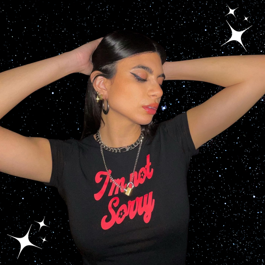 I'm Not Sorry Black Crop Tee Shirts & Tops PinkLimes Trending Streetwear