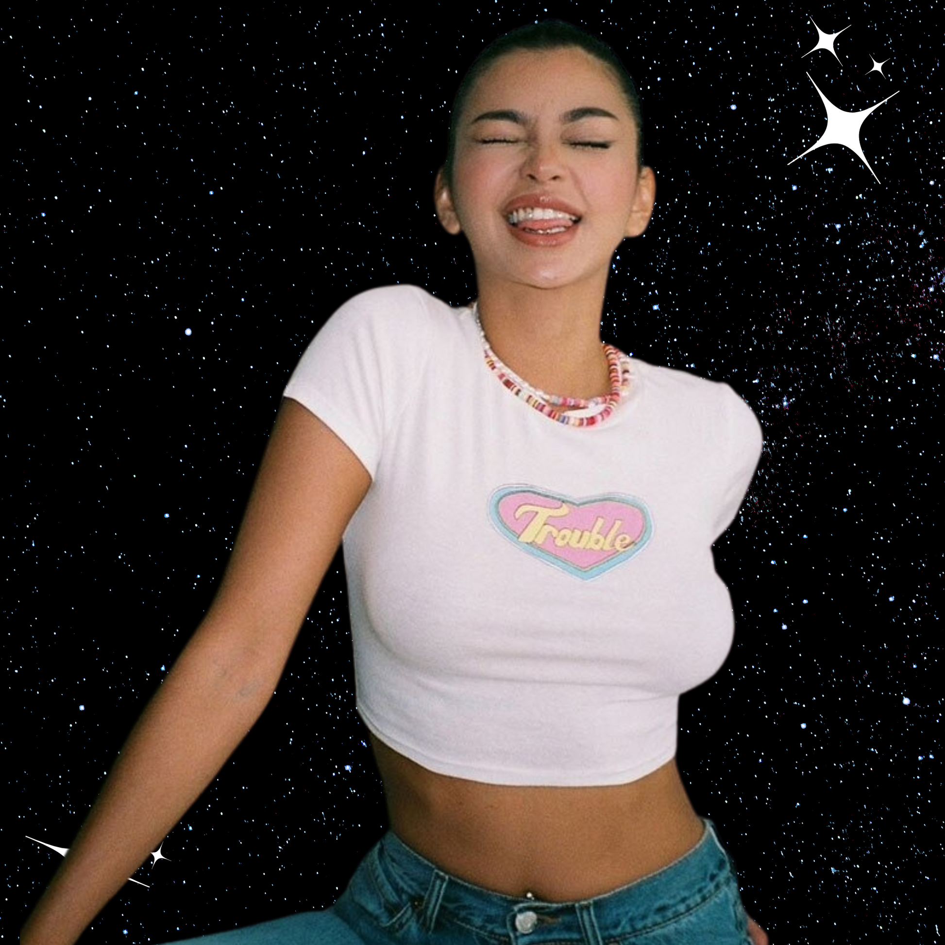 Trouble Crop Tee Shirts & Tops PinkLimes Trending Streetwear