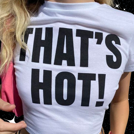 That's Hot White Crop Tee Shirts & Tops PinkLimes Trending Streetwear