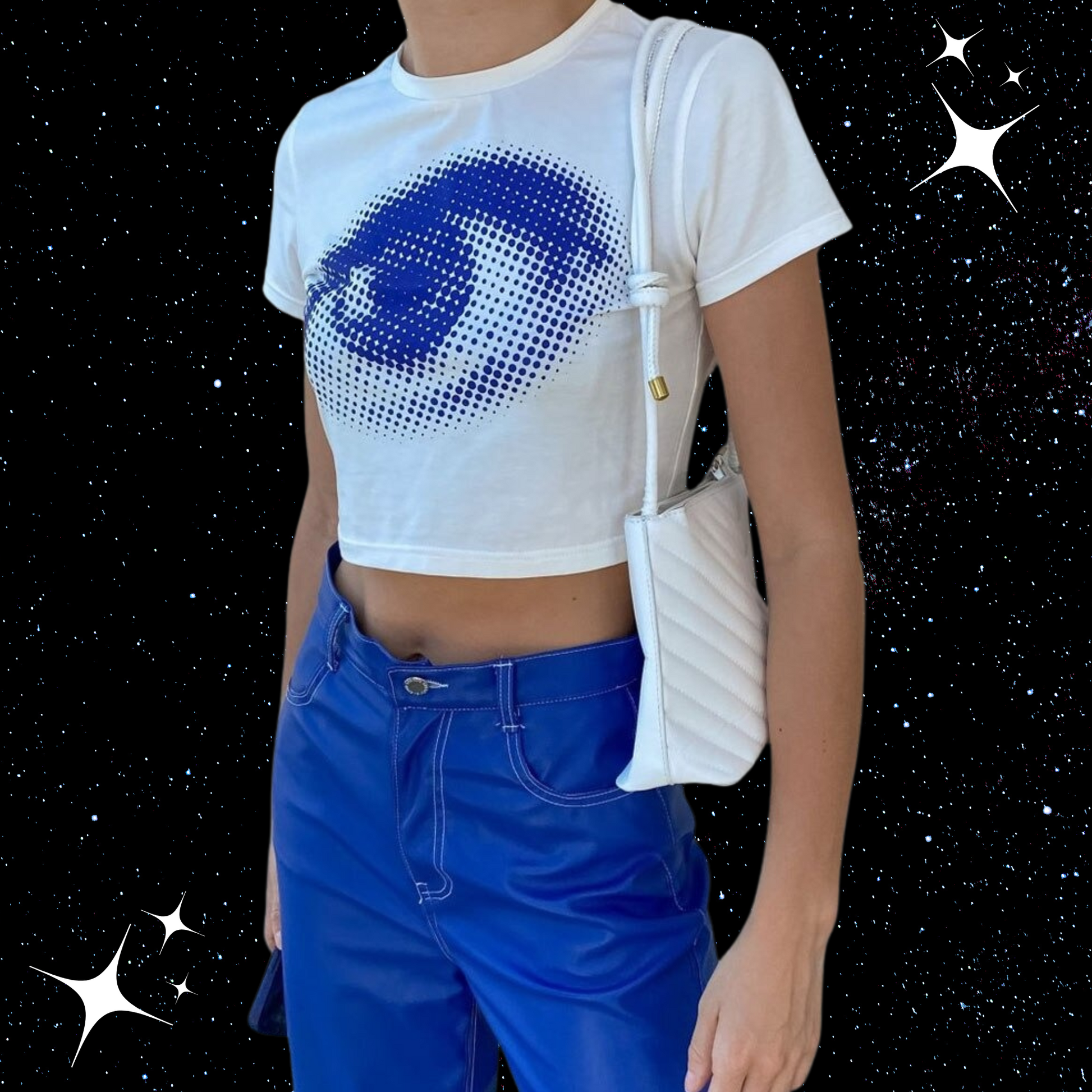 Pixel Eye White Crop Tee Shirts & Tops PinkLimes Trending Streetwear