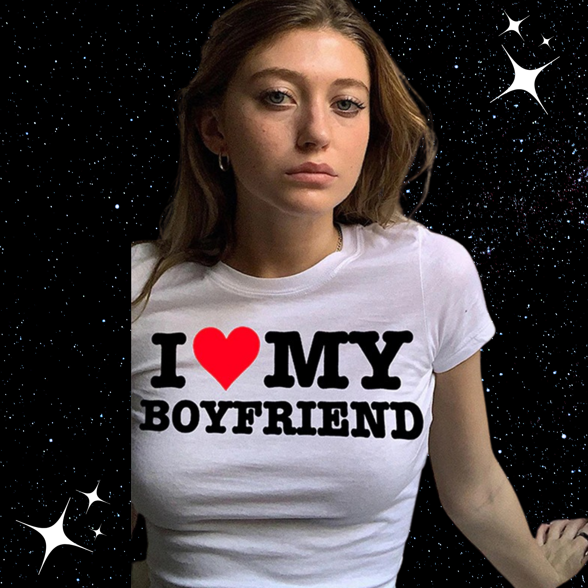 I Love My Boyfriend White Crop Tee Shirts & Tops PinkLimes Trending Streetwear