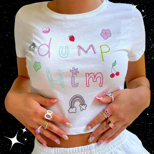 Dump Him Baby Crop Tee Shirts & Tops PinkLimes Trending Streetwear