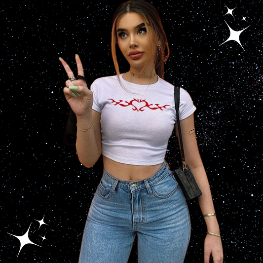 Wing Heart Crop Tee Shirts & Tops PinkLimes Trending Streetwear