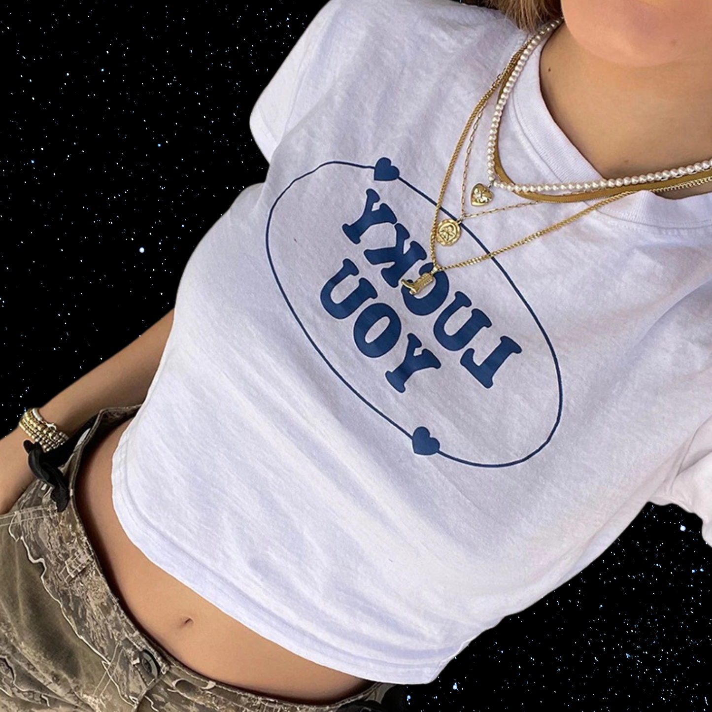 Lucky You Slogan Crop Tee Shirts & Tops PinkLimes Trending Streetwear