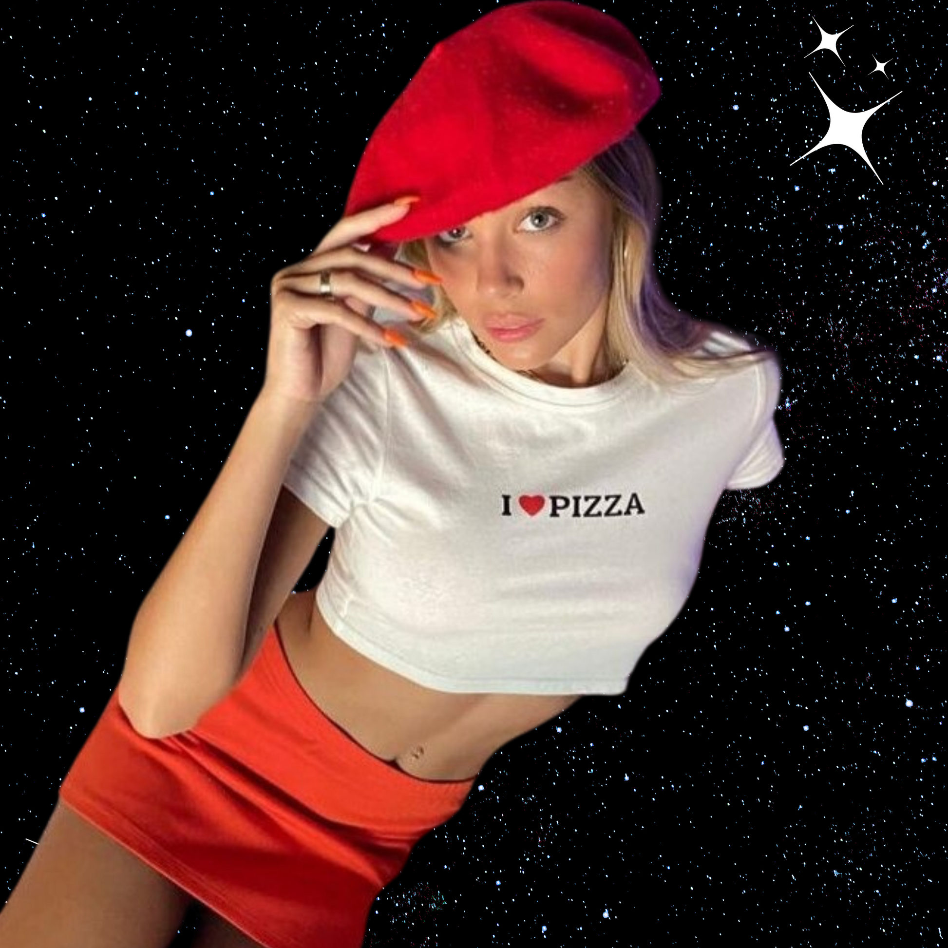 I Love Pizza White Crop Tee Shirts & Tops PinkLimes Trending Streetwear