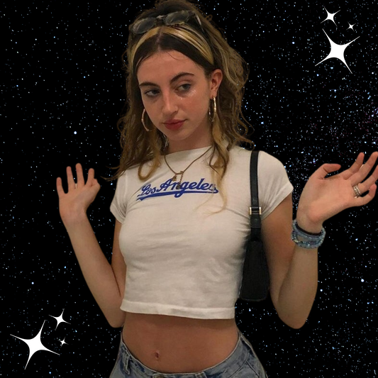 Los Angeles Crop Tee White Shirts & Tops PinkLimes Trending Streetwear