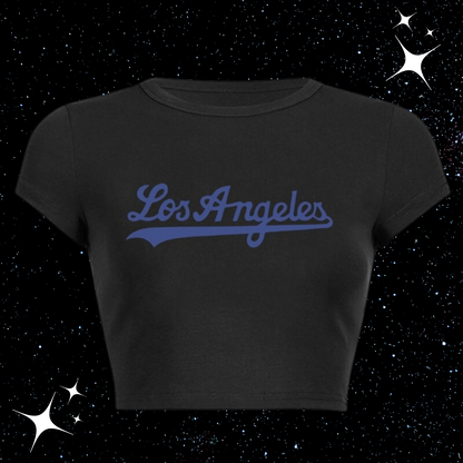 Los Angeles Crop Tee Black Shirts & Tops PinkLimes Trending Streetwear