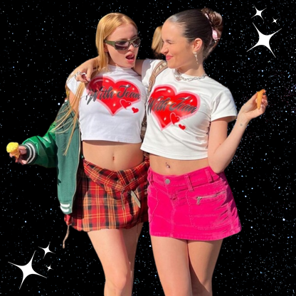 With Jean White Crop Tee Shirts & Tops PinkLimes Trending Streetwear
