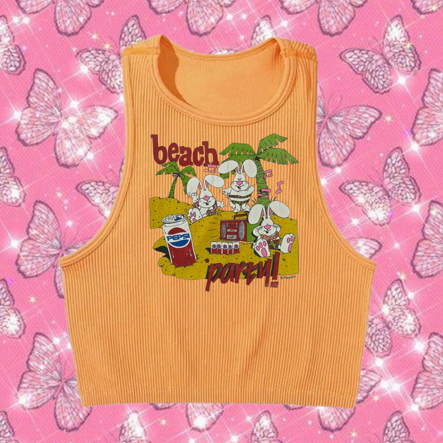 Beach Party Crop Tank Top Orange Shirts & Tops PinkLimes Trending Streetwear