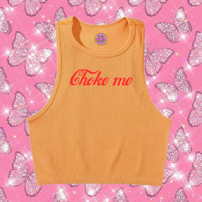 Choke Me Crop Tank Top Orange Shirts & Tops PinkLimes Trending Streetwear