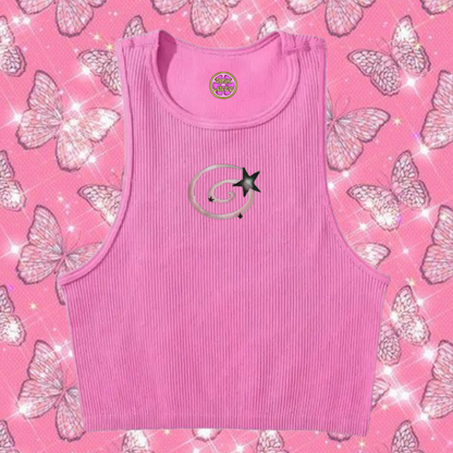 y2k Swirl Crop Tank Top Pink Shirts & Tops PinkLimes Trending Streetwear