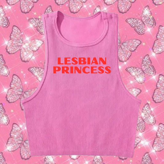 Lesbian Princess Crop Tank Top Pink Shirts & Tops PinkLimes Trending Streetwear