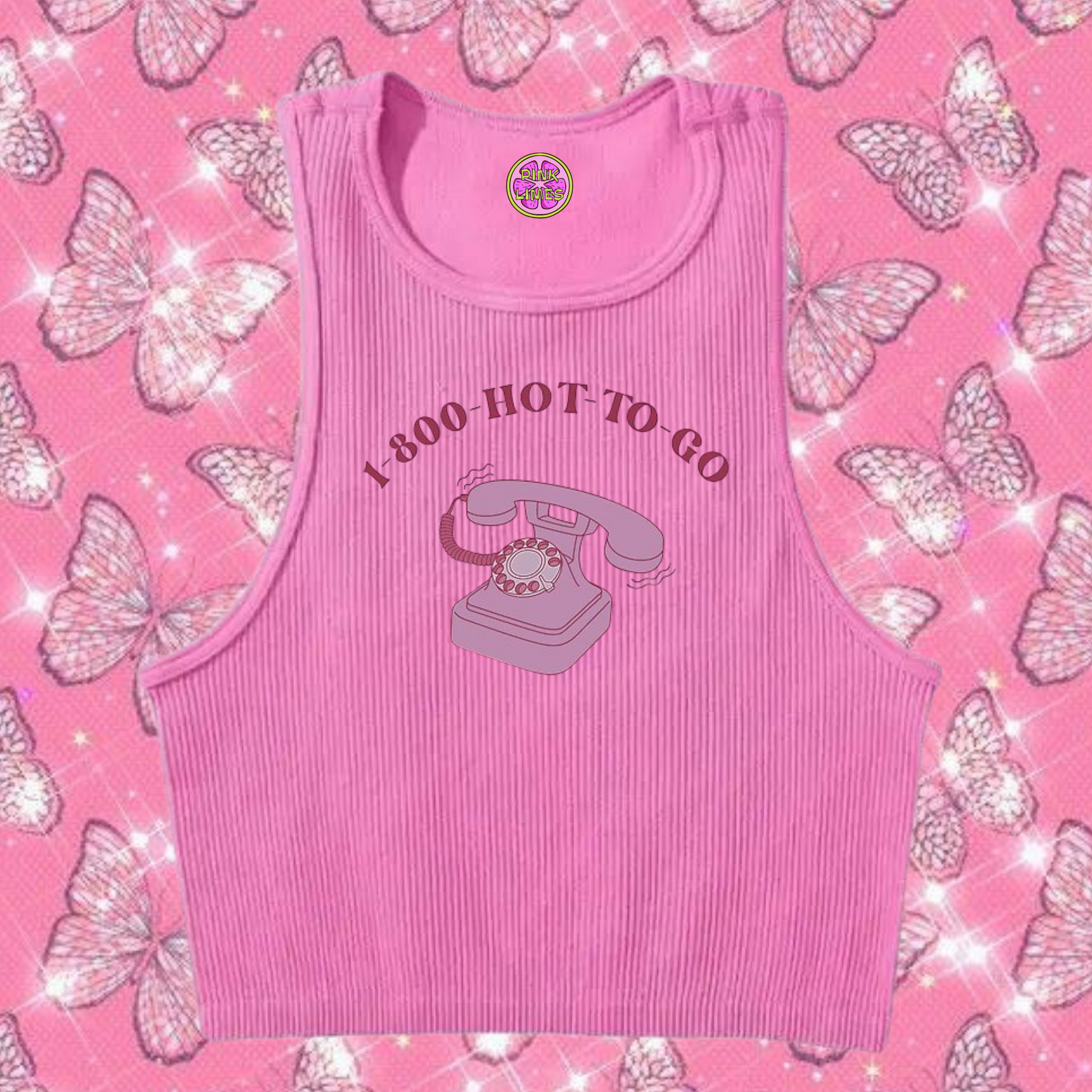 1-800 Hot To Go Crop Tank Top Pink Shirts & Tops PinkLimes Trending Streetwear