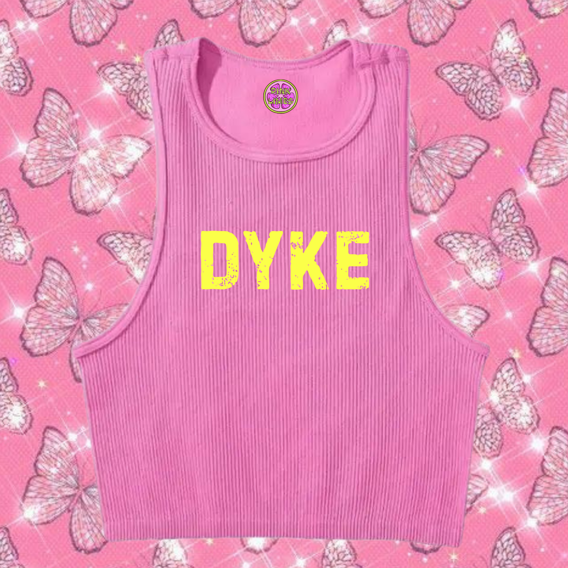 Dyke Crop Tank Top Pink Shirts & Tops PinkLimes Trending Streetwear